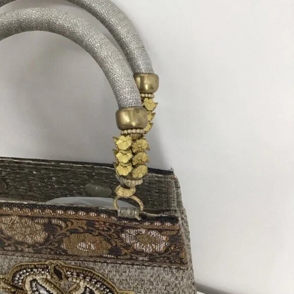 Vintage Cocktail Bag Beaded Rhinestone Made In India Ornate Formal Evening - Picture 3 of 5